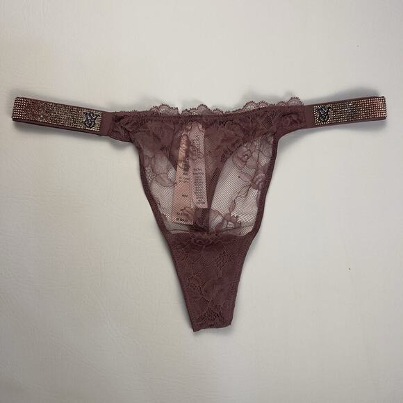 2 Victoria's Secret Very Sexy Rhinestone Shine Logo Thong String Panties S.XL - Picture 8 of 12